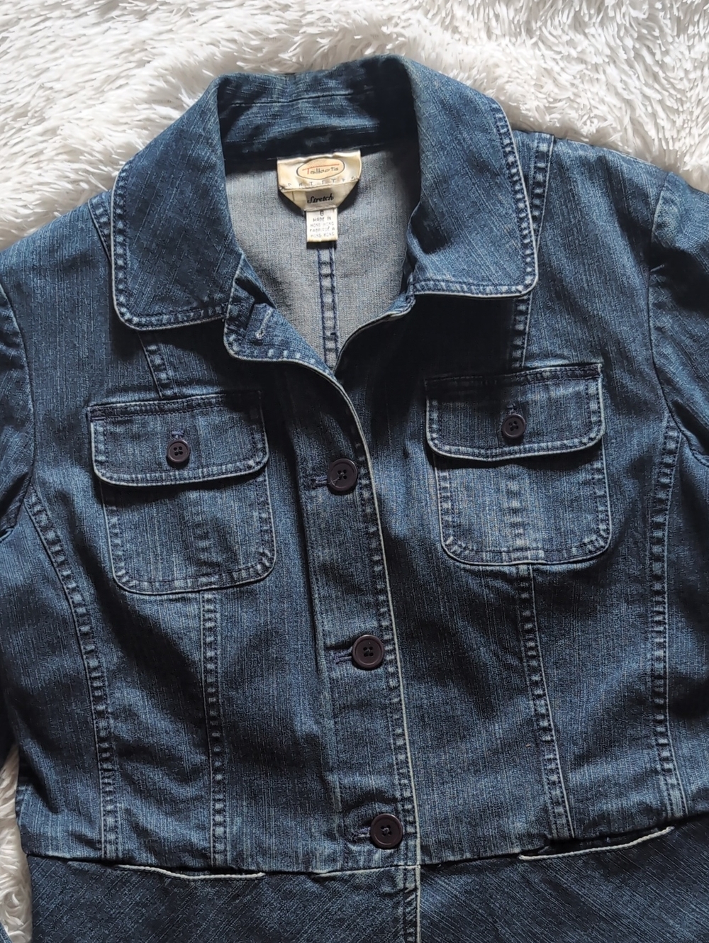 Y2K Vintage Talbots Blue Stretch Denim Princess Seam Jean Jacket 6 Petite - Picture 2 of 13